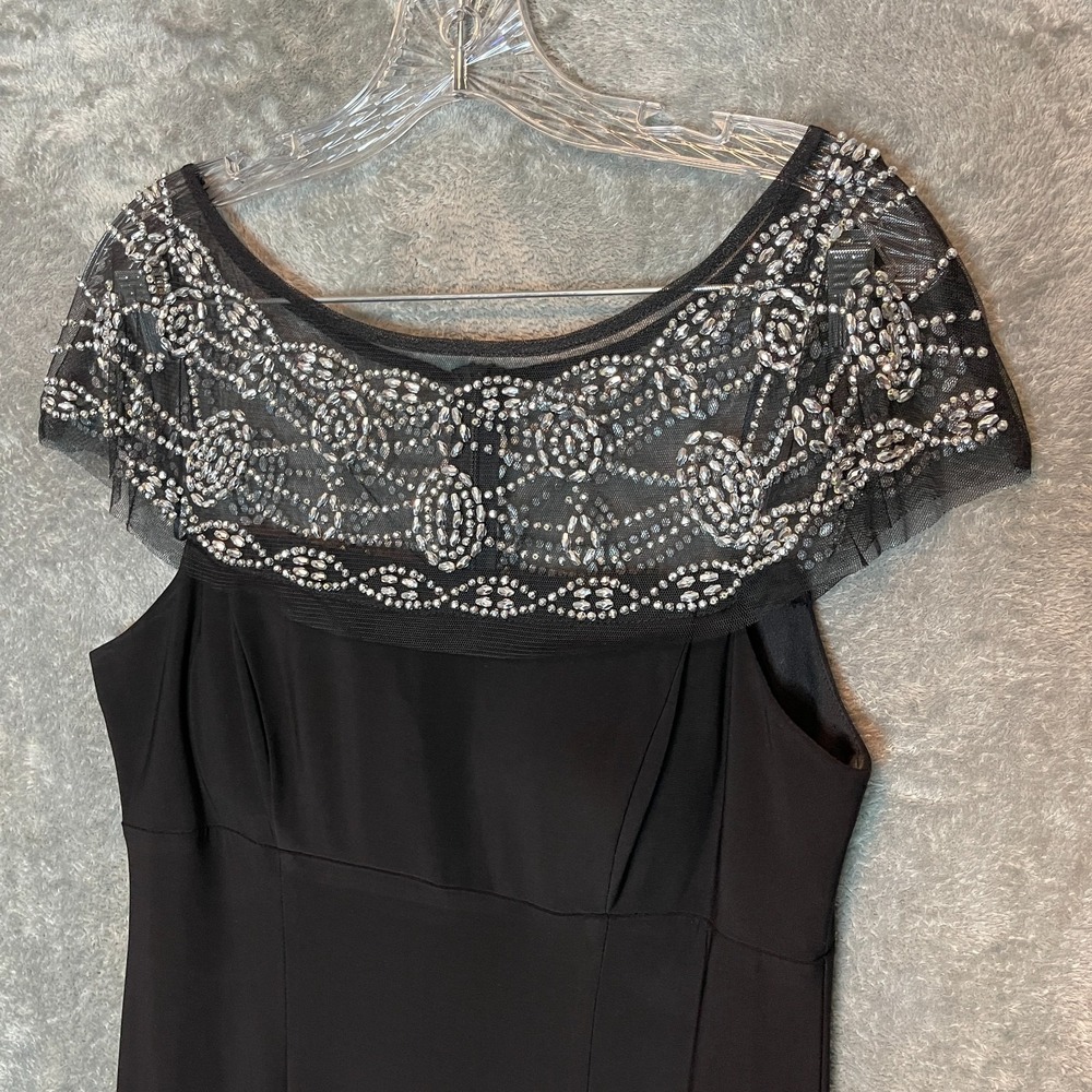 R&M Richards Women Beaded Illusion Flowy Evening‎ Gown 6 Event Formal Occasion